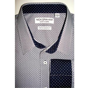 New! NICK GRAHAM Blue, White Geometric Shirt